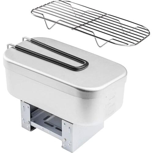 Mini Folding Stove Lunch Box Steaming Rack Combo Set for Outdoor Picnic Camping Hiking Fishing Mountaineering army cookware
