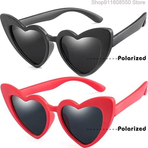 GOZLUGU New Kids Polarized Sunglasses Children Heart Sun Glasses Girls Boys Silicone UV400 Child Mirror Baby Eyewear Gafas 2021