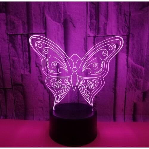 New Butterfly Colorful 3d Lamp Led Acrylic Visual Stereo Table Lamps For Living Room Touch Remote Control Small Table Lamp