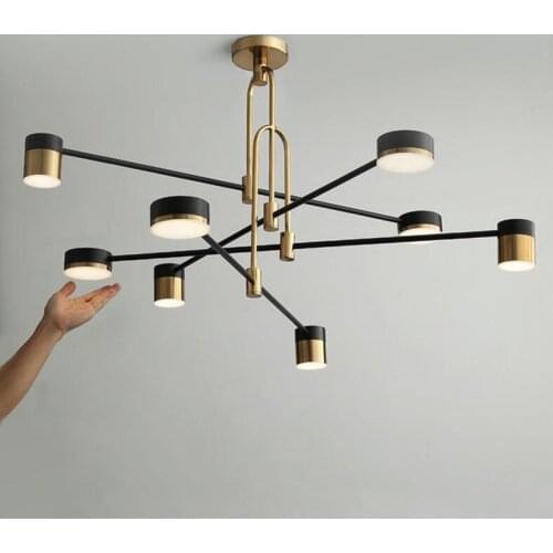 LED Chandelier Lighting Modern Living Room Kitchen Decoration Indoor Metal Light Fixtures 4/6/8 Heads 3 Color Dimmable