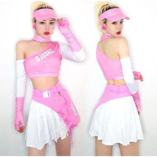 Hip Hop Jazz Dancing Performance Dancewear Pink Rave Clothes Gogo Dance Costume Nightclub Bar Party Showe Stage Wear YS1918