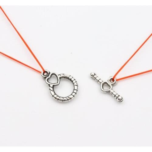 10 Set Antique Silver Heart Shape OT Clasps Connector For Jewelry Making Wristband Necklace Diy Accessories Needlework Wholesale