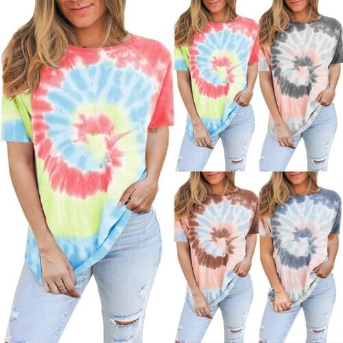 Spot Summer New Popular European and American Womens Casual Round Neck Printed T-shirt Om9266 Women Clothes