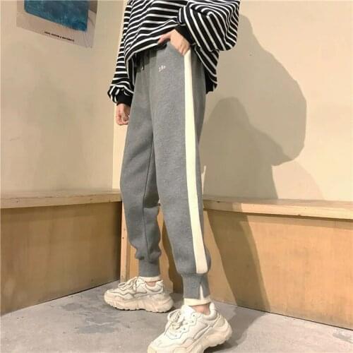 Women Casual Pants Bundle Feet Plus Velvet Thicker Warm Winter Harem Trousers Korean Chic Leisure Trendy Harajuku Hip Hop Pants