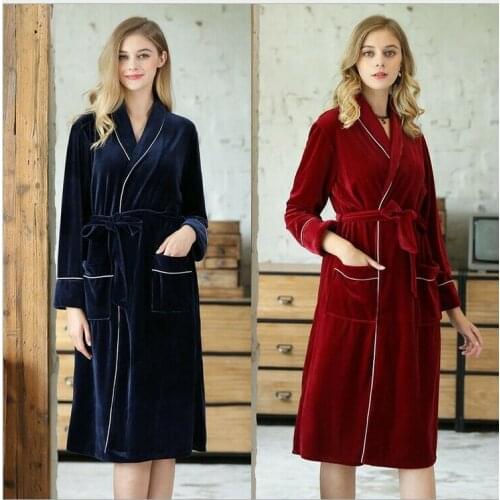 Womens Cotton Knit Long Kimono Robe Spa Bathrobe Soft Sleepwear