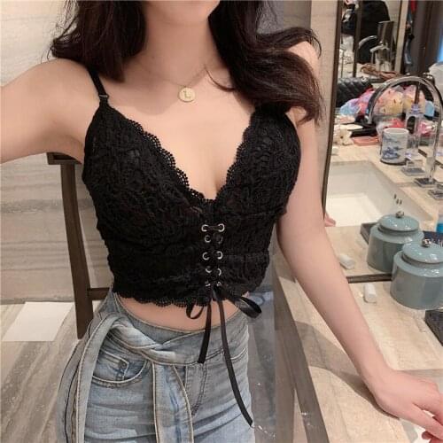 Women Corset Tops Camisole Womens Short Summer V-Neck Lace Vest Top Tank Camis Crop Top For Women SA524