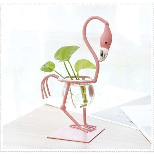 1PC Flamingo Table Party Decoration Event Party Flower Pots Water Culture Scindapsus Container Room Decor. Flower Vase JL 203