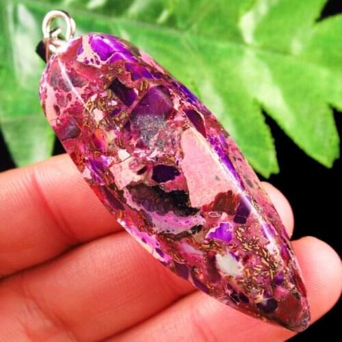 1Piese Purple Sea Sediment Jaspers Stone Hexagon Cone Pendant for Dowsing Divination Wicca Pendule Pendulum