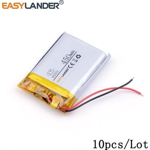 10pcs /Lot 3.7v 482933 450mAh lithium Li ion polymer rechargeable battery For MP3 MP4 GPS PSP Digital Products Driving recorder