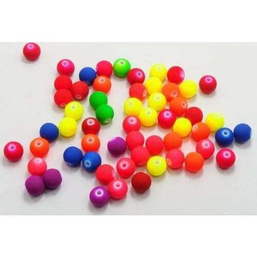 100 Mixed Matte Fluorescent Neon Beads Acrylic Round Beads 10mm(3/8")