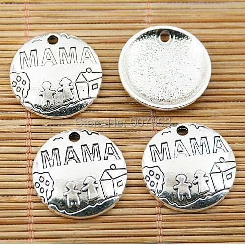 16pcs Tibetan silver mama pattern round charms EF1677