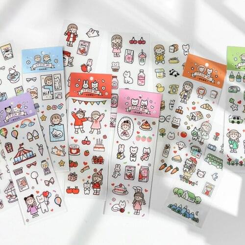 2 SHEETs Kawaii Cute Girl Food Sticker Marker Diary Stationery Stickers Scrapbooking School Supplies Bullet Journal sl2270