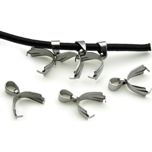 20pcs/lot 6x19mm Stainless Steel Pendant Pinch Clip Bail Clasps Bead Pendant Necklace Connector Findings For Jewelry Making