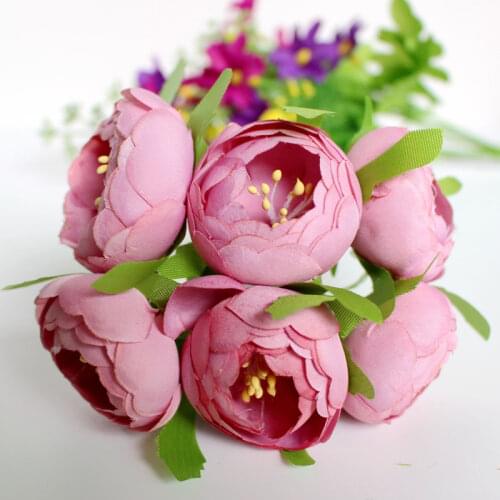 30pcs 5cm Artificial Camellia Flower Silk Fabric Tea Rose Bud Bouquet For Wedding Corsage Garland Box Scrapbooking Accessories