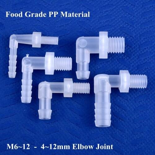 5~200pcs M6~M12 To 4~12mm Food Grade PP Pagoda Elbow Connector Aquarium Fish Tank Fittings Micro Irrigation Water Hose Joints