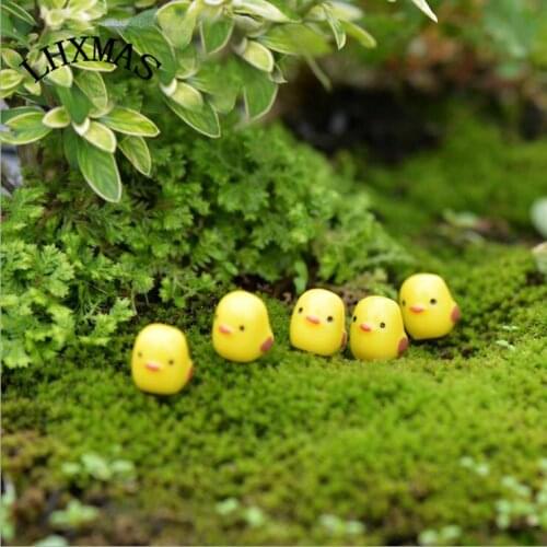 5pcs/lot Cute Miniature Figurines Animals Fairy Garden Mini Chick Artificial Micro Landscape Resinas Crafts Decorations E349