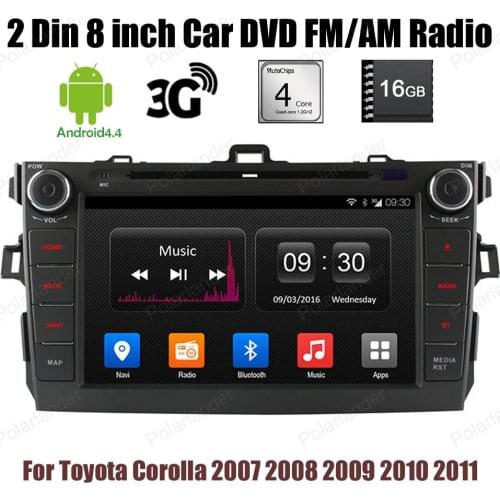 Android 4.4 2 Din 8 inch Car DVD for Toyota Corolla 2007 2008 2009 2010 2011 BT GPS wifi 16G 4 core stereo radio