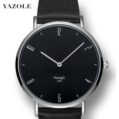 2020 New Yazole Watch Simple Fashion Casual Couple Mens Hand Mounted Thin Belt Black Quartz Watch Watches for Men Reloj Hombre