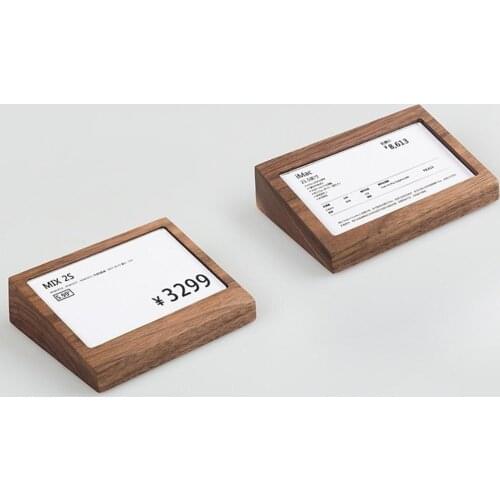 Acrylic Panel Wooden Table Name Card Display Menu Sign Holder Stand Price Paper Tags Label Rack 7.5x10cm