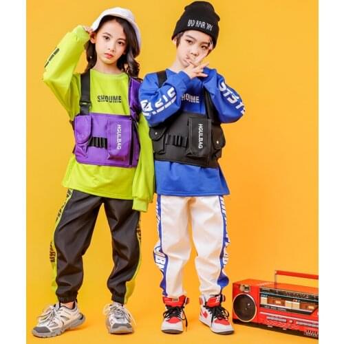 Kids Stage Outfits Hip Hop Clothes Dance Costumes for Girls Boys Jazz Ballroom Dancing T Shirt Pant Children Party Dancewear LJ