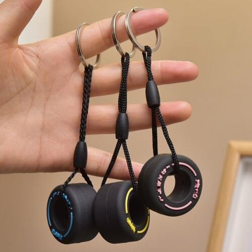 Toy 3D Rubber Tyre Keychain Fashion Soft PVC Tire Shape Keyrings Cute Pendant Jewelry For Car Key Holder Trinket Accessory NEW