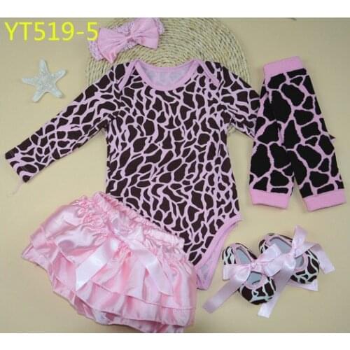 Newborn Baby Girl Rompers Clothes Sets Leopard Ruffle Bloomers Leg Warmer 5 piece Suit Toddler Kids Children Clothing Outfits