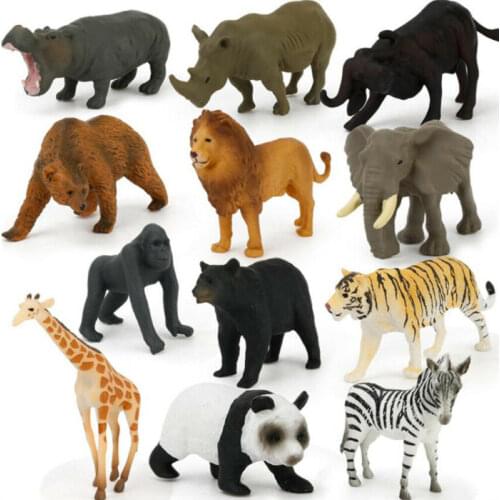 12pcs Small Plastic Figurines Educational Learning Toys For Kids Cartoon Wild Ocean Animals Child Gifts Decoration Craft