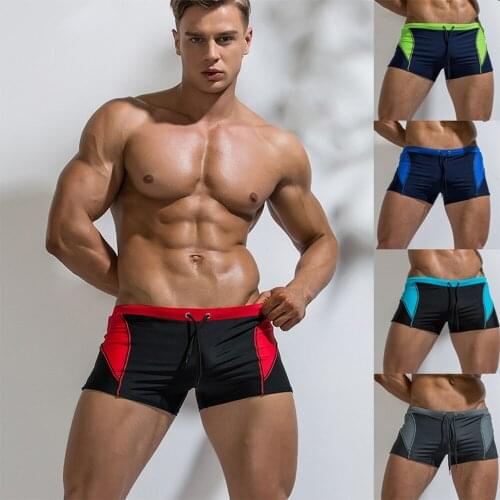 2021 New Mens Beach Swimming Color Stitching Trunks for The Sea Boxer Briefs Stitching Shorts Husband Beach Swimming Pool Surf