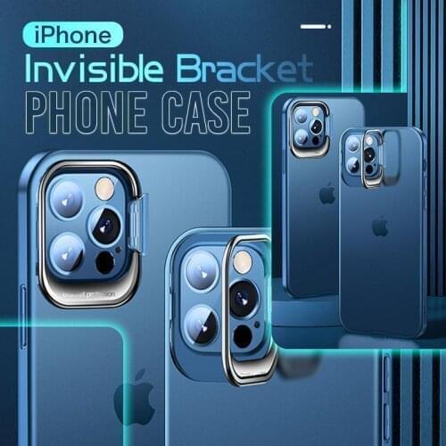 Invisible Camera Lens Bracket Matte Transparent Phone Case For iPhone 12 Mini 12 11 Pro Max Soft Silicone Shockproof Back Cover