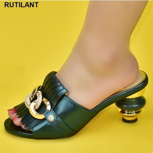 Latest African Women Party Pumps Decorated with Rhinestone Shoes for Wedding Women Luxery Shoes Women High Heels Wedding Shoes