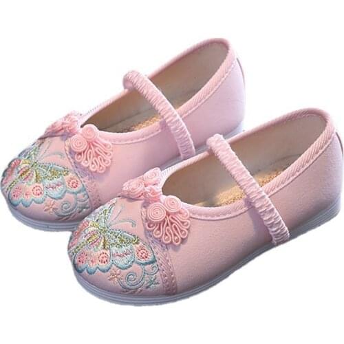 2021 Summer New Butterfly Print Folk Dance Shoes Chinese Style Girl Ancient Style Show Cloth Shoes Fashion Cute Sweet Hot 25-36