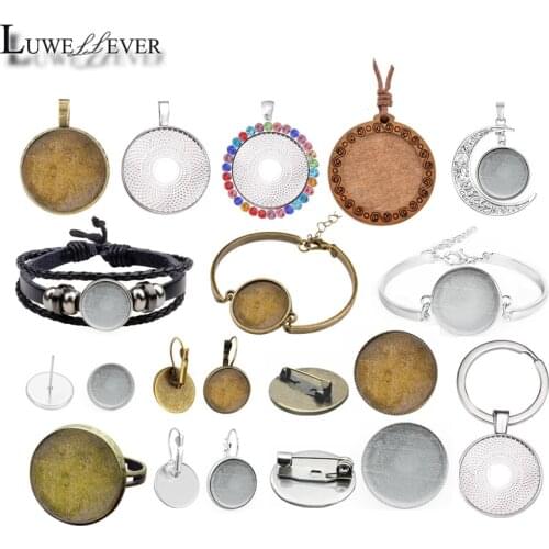 New Round Metal Holder Findings Component Fit Glass Bracelet Base Jewelry Christmas Gift DIY Jewelry Necklace Pendant Base