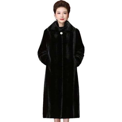 Russian Snow Thick Super Warm Imitation Mink Warm Coats Women Winter Fur Coat Elegant Loose Plus Size 5XL Lady Fur Overcoat G075