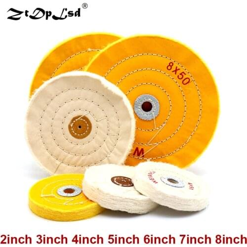 1Pcs Cotton Polishing Cloth Buffing Wheels Grinder For Gold Silver Jewelry Metal Wood Abrasive Tools White Round Shape Pad