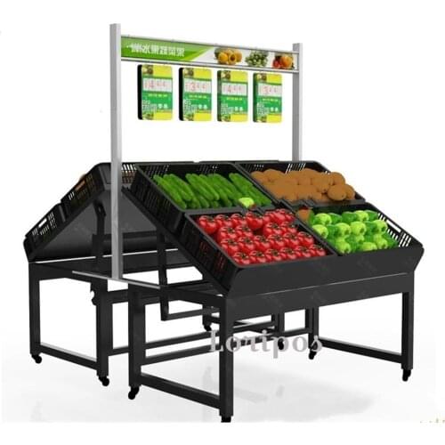 Supermarket Fruit Vegetable Shelf Fruit Storage Display Rack Convenience Store Removable Cabinet Shelf Not including basket