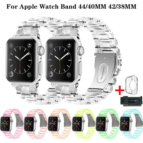 Resin Bands for Apple Watch 6 SE 5 Band 40mm 44mm Colorful Transparent Strap for iWatch series 4 3 38mm 42mm Bracelet Watchband