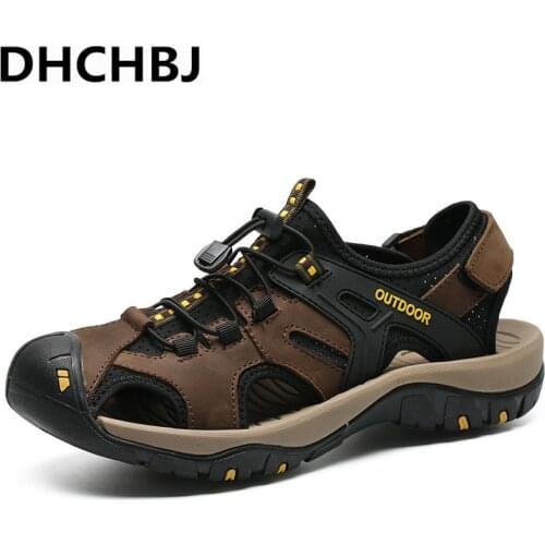 Men Casual Sandals Comfortable Outdoor Leather Shoes Breathable Cool Male Shoes Good Quality Mans Non-slip Flat Sandals