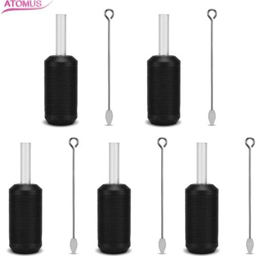 ATOMUS 5PCS/Set Tattoo Grip Silicone Grips Makeup Beauty Tools Tattoo Supplies Tubes Tips Black Permanent Makeup