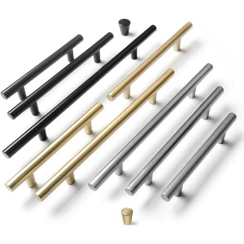 Modern Brushed Black Gold Straight Cupboard Handles Knobs Stainless Steel Brushed Black Gold Kitchen Door Handles Cabinet Pull