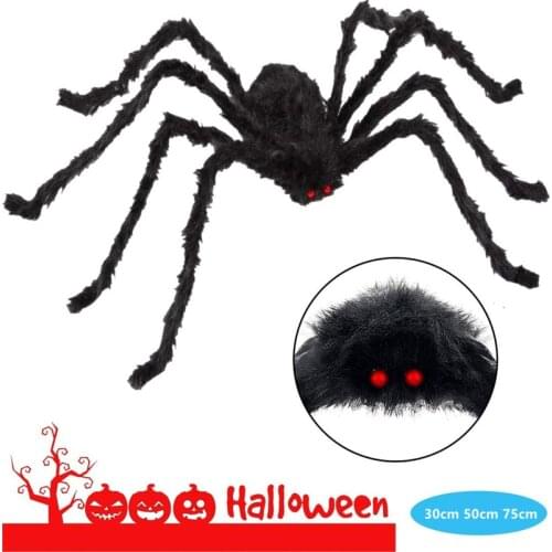 Horror Giant Black Plush Spider Halloween Party Decoration Props Kids Children Toys Haunted House Decor