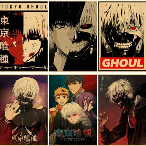 Japan Anime Tokyo Ghoul Anime Posters Retro Poster Wall Posters Home Decor Wall Art Canvas Painting Photos for Childrens Room