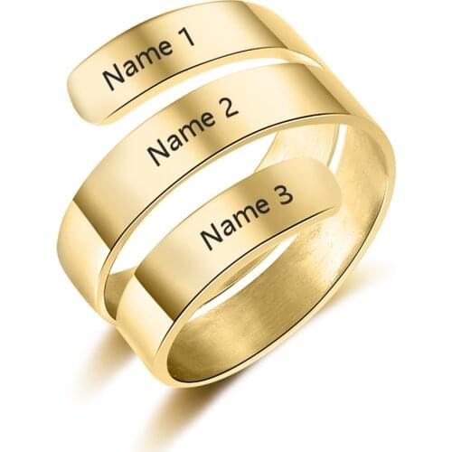 Personalized Rings for Women 2 Colors Name Engraved Charm DIY Rings Fashion Jewelry Wedding Birthday Gift for Mother (RI103745)