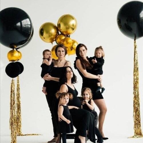 1set 36inch black giant large big latex balloons with gold 1M Rain silk party supplies bouquets games festival wedding decor