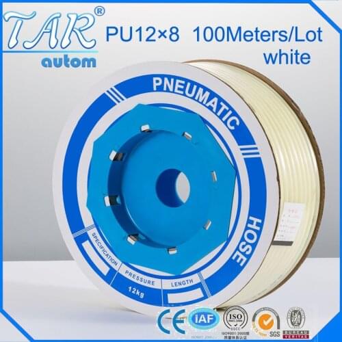 100m/piece High Quality Pneumatic Hose PU Tube OD 12MM ID 8MM Plastic Flexible Pipe PU12*8 Polyurethane Tubing white