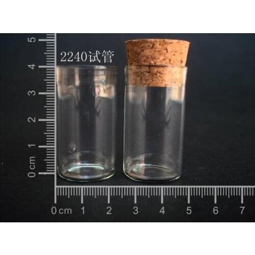 20 pcs 7ml 22x40mm Small Clear Glass Tube Vial Pendant With Cork and Hook For Wedding Holiday Decoration Christmas Gifts
