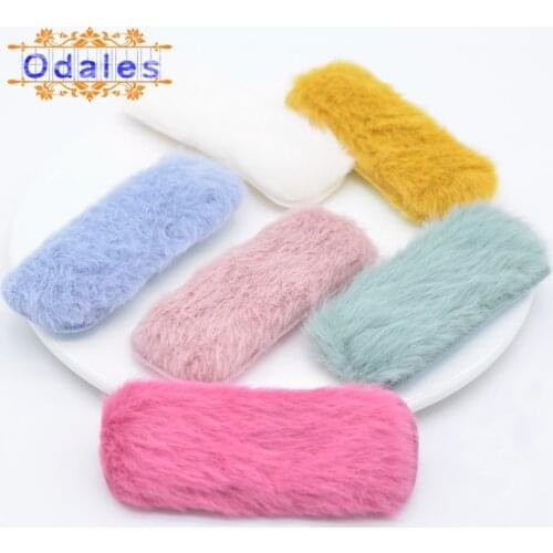 24Pcs/lot 3 inch Fur Mink Hair Square BB Clip Cover Women Girls Fashion DIY Headwear Crafts Materials Accessories Pads Appliques