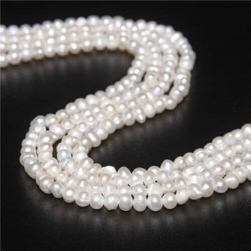 4mm Potato Natural Pearl Beads for Jewelry Making Freshwater Small White Pearl High Quality DIY Jewelry Supplies Wedding 14"
