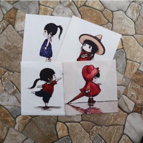 NEW Digital Printed Cloth 20*20cm -4pcs 100% Cotton Canvas Handmade Diy Patch Fabric Free Shipping Girl Design