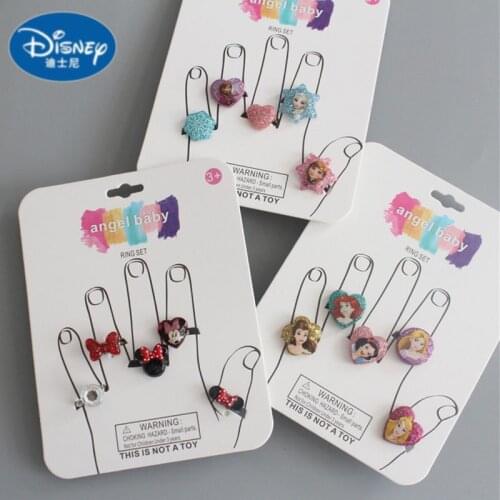 5pcs/set Frozen 2 Elsa Princess Cartoon Adjustable Ring Accessories Disney Mickey Minnie Girls Childrens Cartoon birthday gifts