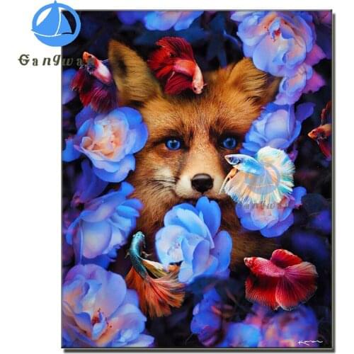 5D Animal Diamond Painting flower fish Full Square Round Diamond Embroidery Cute raccoon pattern Home Decor Mosaic Christmas ART
